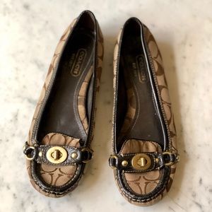 Coach Katrin Signature Canvas Brown Loafers Flats Shoes